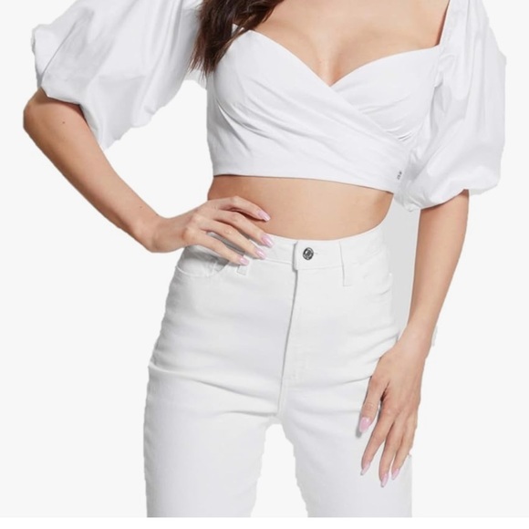 #115 - Brand New Off Shoulder Cropped Junior Shirt by Guess! - Picture 2 of 13